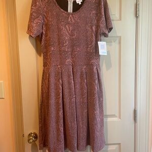 LuLaRoe Amelia Deep Pink/Rose Paisley Patterned Dress w/Pockets,‎ NWT, Size 2XL